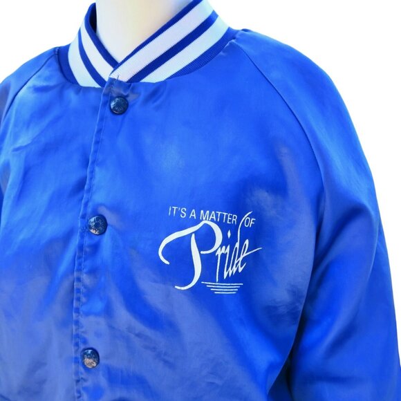 Vintage 1980s King Louie Pro Fit "Comet Pride" Blue Nylon Bomber Jacket Large - Picture 3 of 11